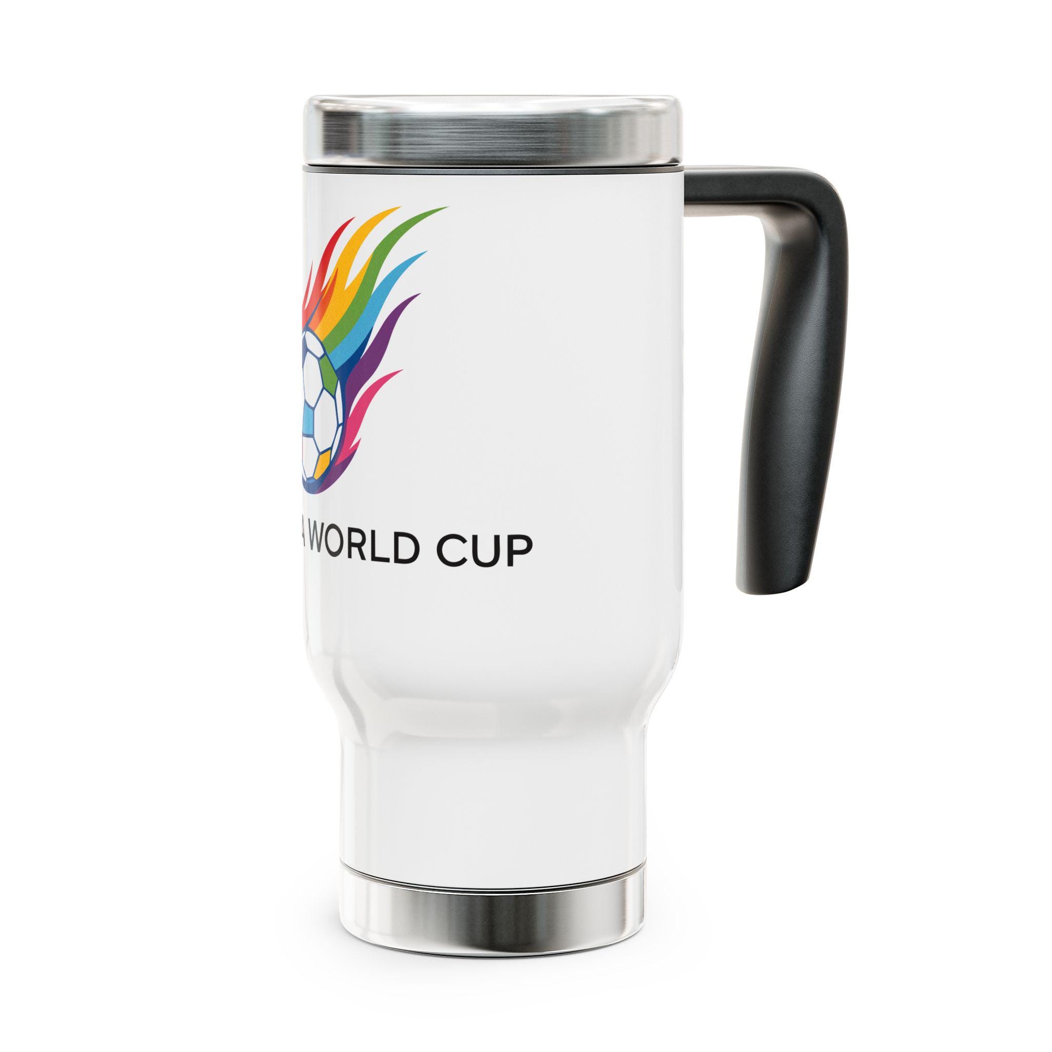 Rainbow Flaming Soccer Ball 2026 FIFA World Cup Travel Mug - Image 3