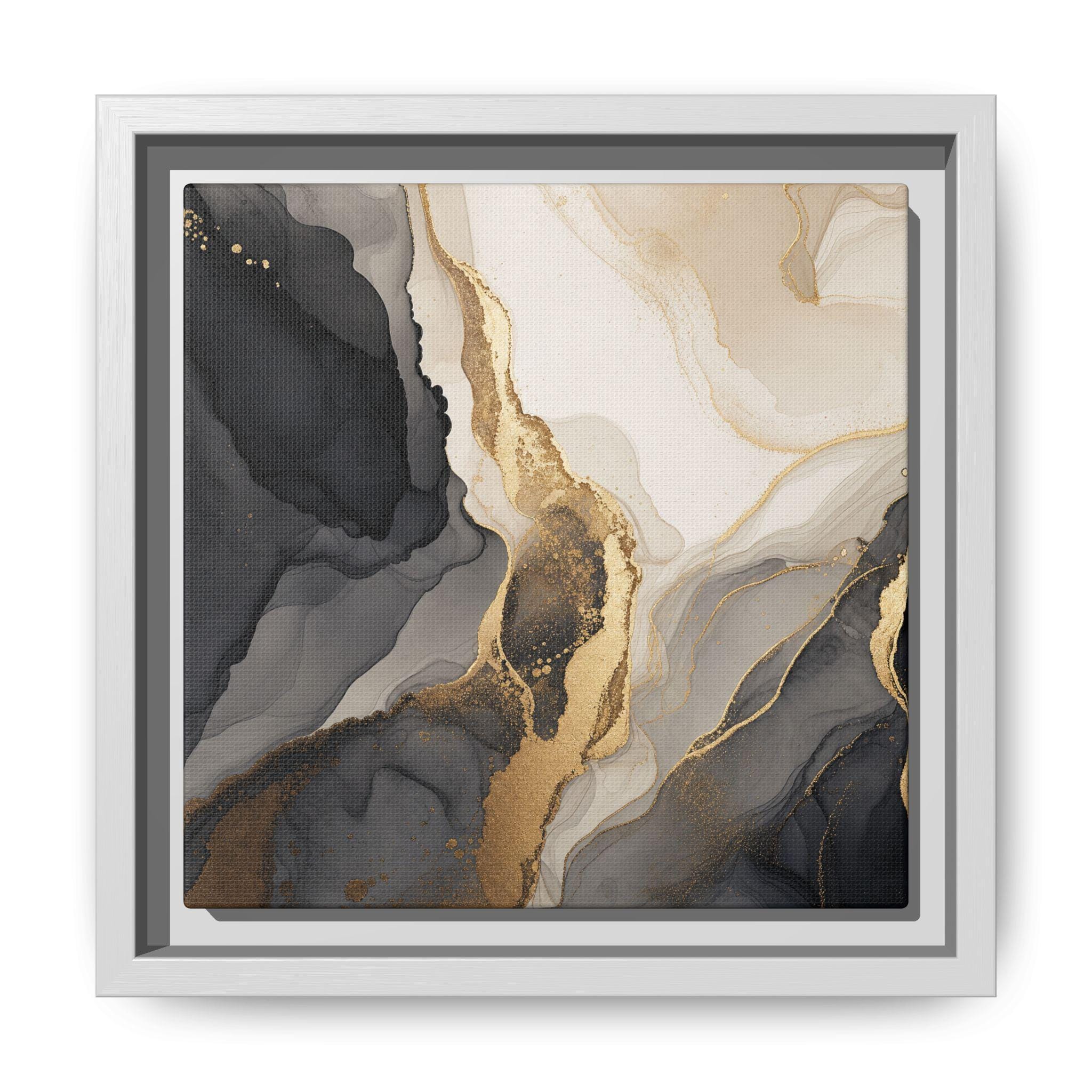 Abstract Marble Gold Veins Matte Canvas Framed | Black White Neutral Wall Art - USANewTrendStore - Image 6
